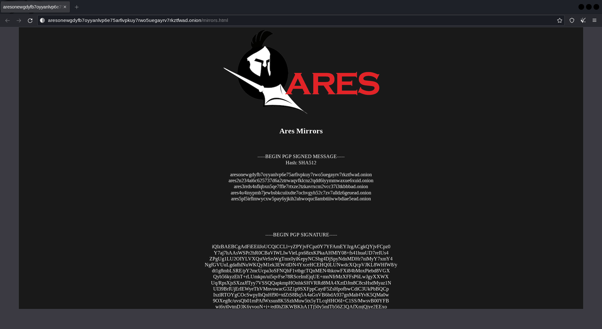 Ares darknet market working